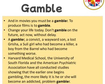 Gamble in a Sentence .